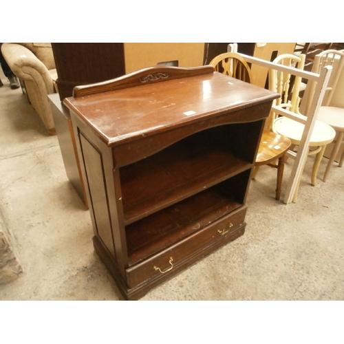 616 - Vintage open bookcase with lower drawer