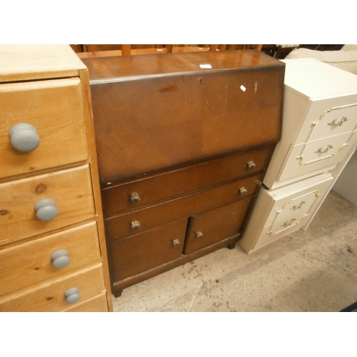 636 - Vintage fall front 2 drawer bureau