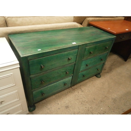 638 - Large green stained 6 drawer chest