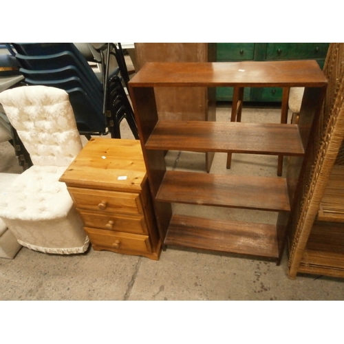 652 - Small 3 drawer pine chest and an open shelf unit