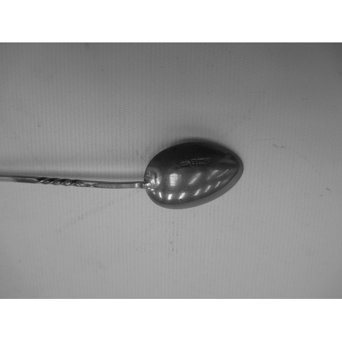 319 - Display shelf containing souvenir spoons, six spoons are silver hallmarked.