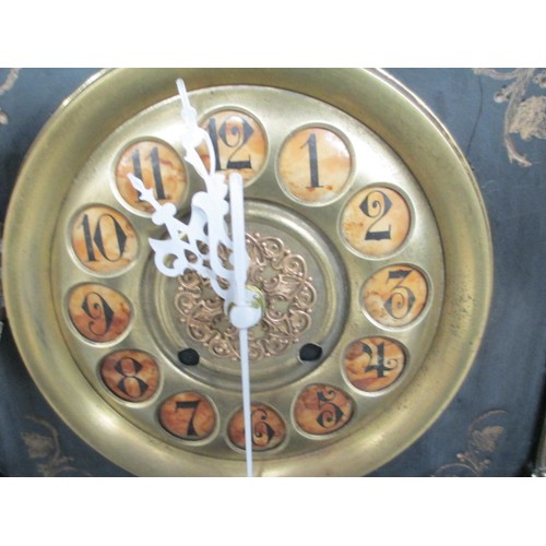 334 - Large black marble clock, converted to quartz movement