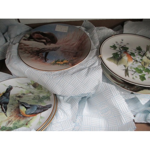 363 - Box of collectable plates and suitcase