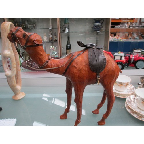 430 - Two leather camel figurines