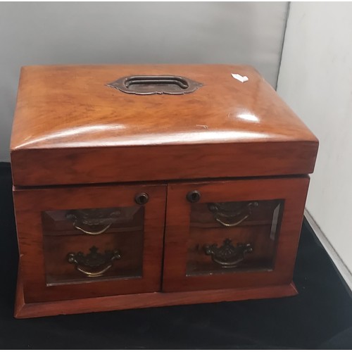 4 - Mid Victorian Walnut domed top jewellery box with beveled glass doors and original linings c.1880
Li... 