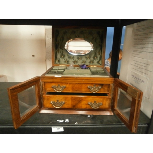 4 - Mid Victorian Walnut domed top jewellery box with beveled glass doors and original linings c.1880
Li... 