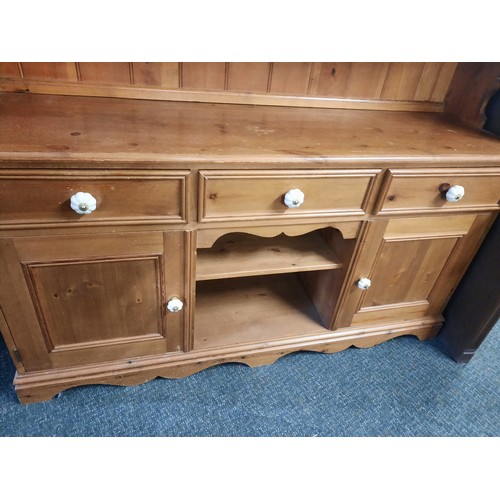 6 - Large pine dresser with white handles