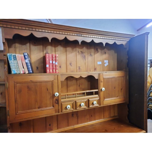 6 - Large pine dresser with white handles