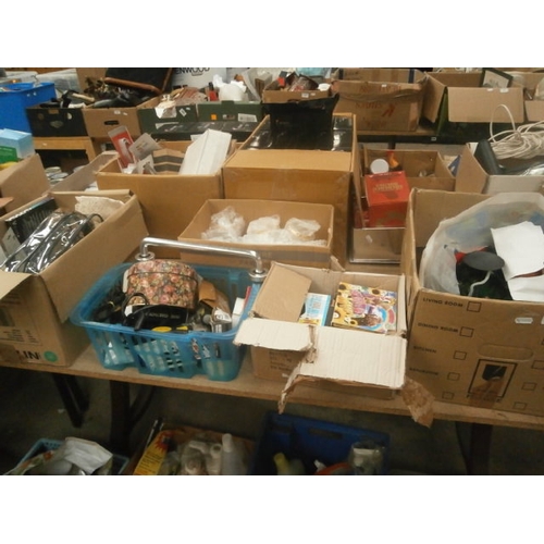 157 - Lot inc glassware, tools, CDs, Christmas items, bird house, etc