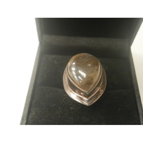 264 - Sterling Silver ring with large labradorite stone size J
