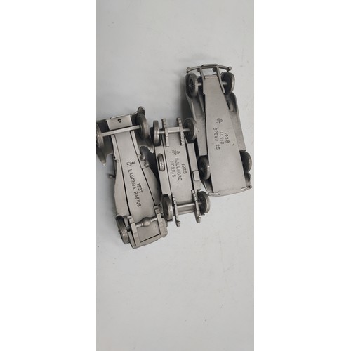 276 - 3 pewter model cars inc bullnose morris , alvis speed 25 & langonda rapide