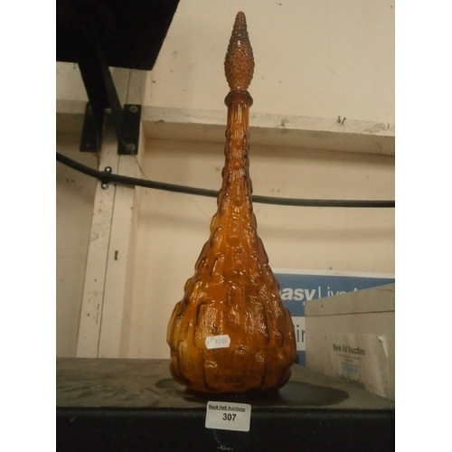 307 - Tall amber glass decanter