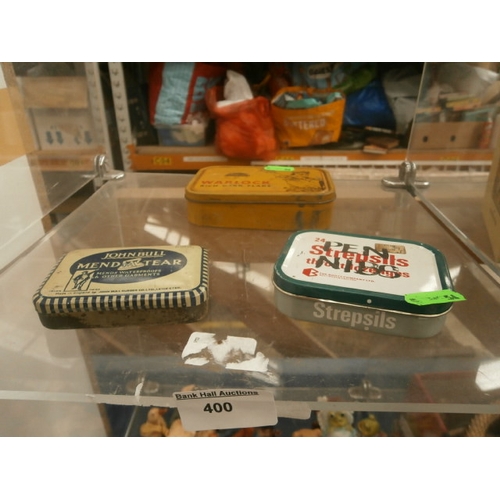 400 - Three vintage tins