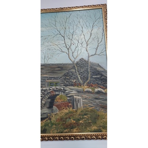 36 - Original oil on board Wycollar autumn by Hobo - W.Hobson local artist