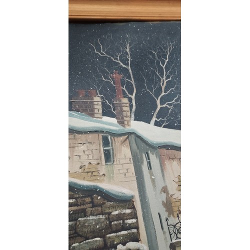 37 - Original oil on board Wycollar Winter by Hobo - W.Hobson local artist