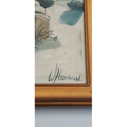 37 - Original oil on board Wycollar Winter by Hobo - W.Hobson local artist