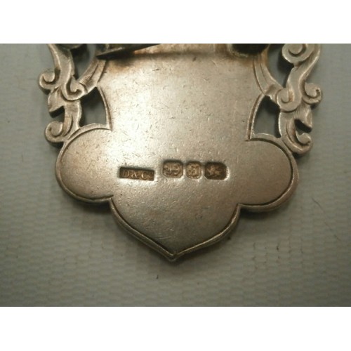 44 - Silver hallmarked shield badge weight 18G