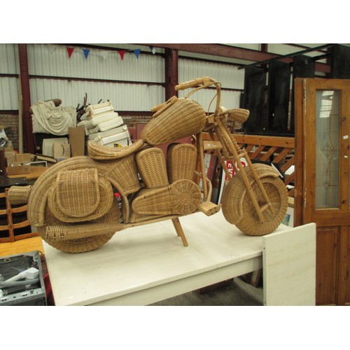 53 - Beautifully made wicker motorcycle, size in inches Length 78