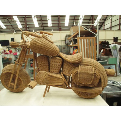 53 - Beautifully made wicker motorcycle, size in inches Length 78