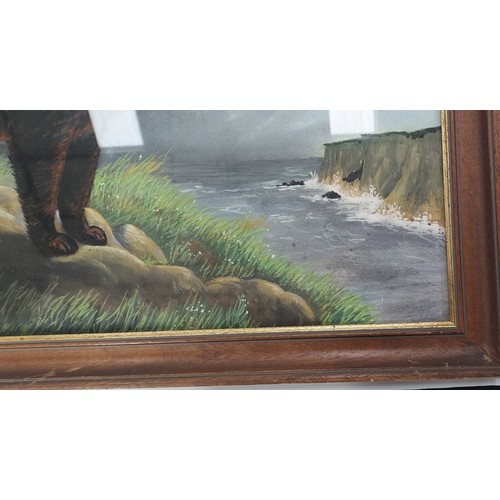 55 - Large original oil on board of Newfoundland Dog by A.Neild 1981