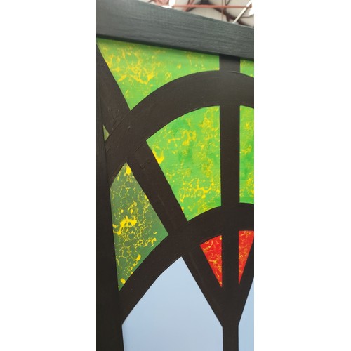 57 - Large hand painted double sided Screen, painted by local artist E Hobson