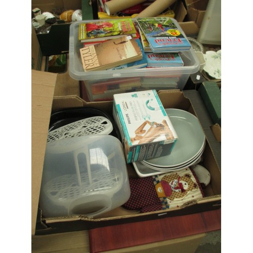 225 - Four boxes inc facial sauna, salad sprouter, crockery, books, etc