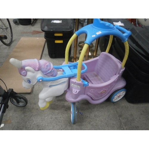 238 - Child's ride on unicorn and carriage