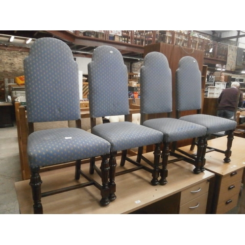 669 - Set of 4 x vintage upholstered dining chairs on bulbous carved legs