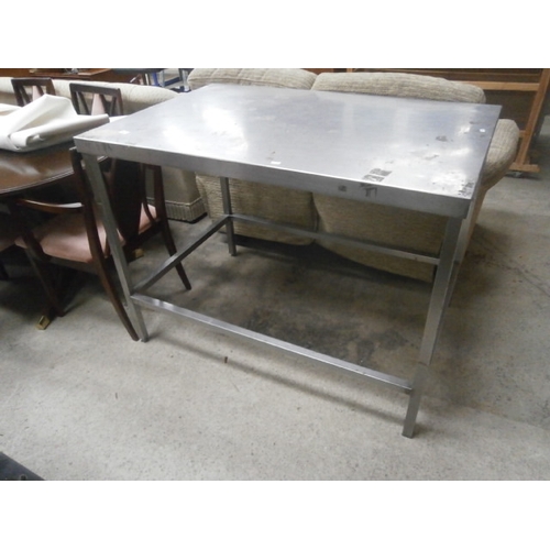 693 - Large stainless steel catering preparation table