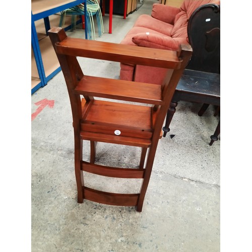 674 - Folding metamorphic set of steps/chair and a vintage wooden hall chair