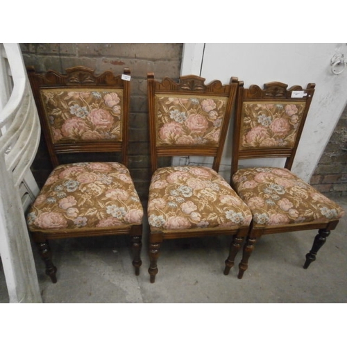 668 - Set of 3 x vintage upholstered dining chairs