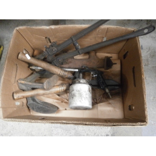 126 - Box of old garden tools
