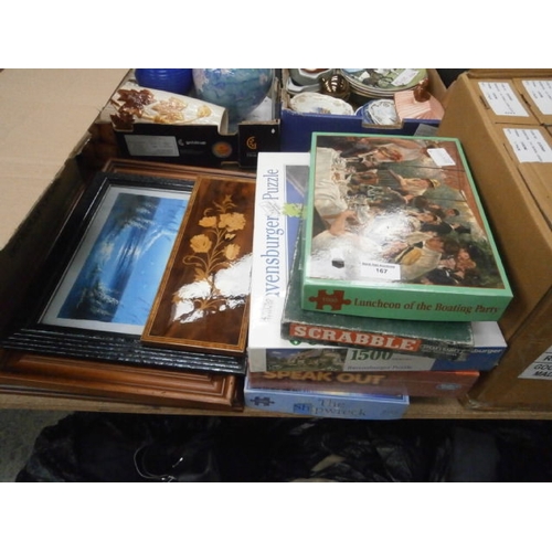 167 - Lot inc Jigsaw puzzles and artwork