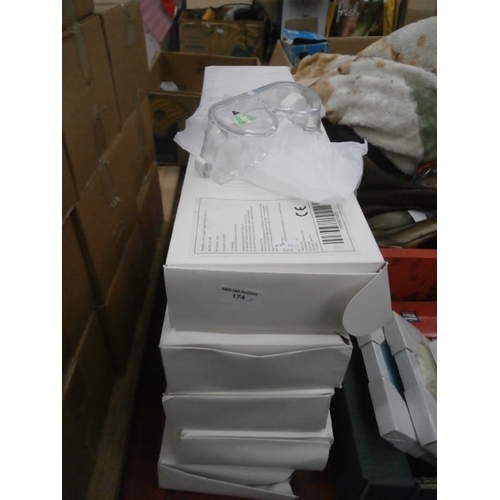 174 - Ten boxes of new safety goggles