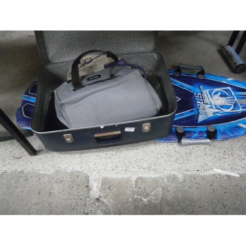 178 - Lot inc suitcase, body board, bags.
