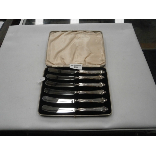 258 - Canteen of Silver hallmarked knives, handles only