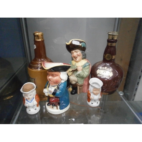 403 - Lot inc character jugs and whiskey bottles