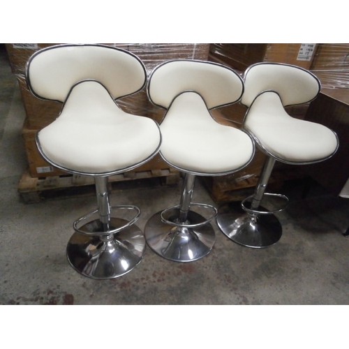 696 - Set of 3 x chrome based bar stools