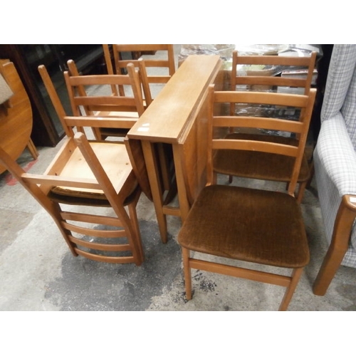 699 - Retro drop leaf dining table and 4 x matching chairs