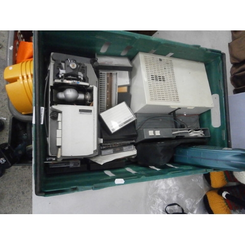 218 - Lot inc old projectors as found , engine oil etc