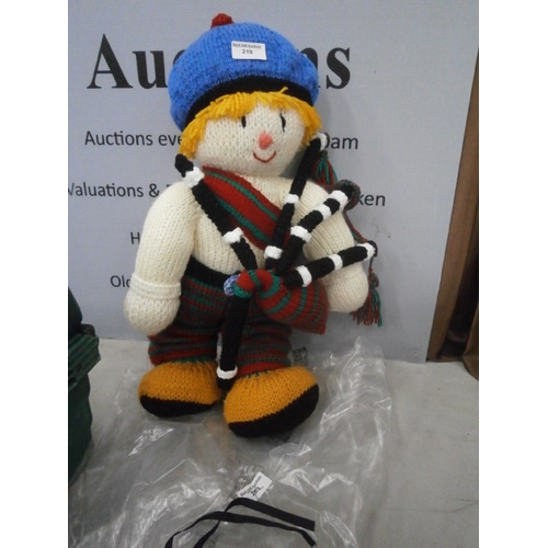 219 - Hand Knitted bagpiper teddy (money raised for Pendle side hospice)