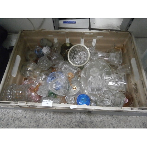 347 - Box of assorted glassware