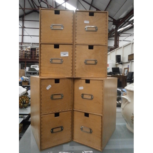 348 - 4 x small ply 2 drawer filing boxes