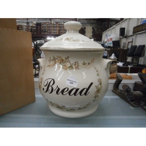 349 - Large vintage glazed earthenware bread crock