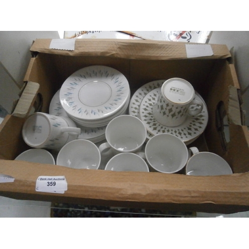 359 - Box of coffee cups, plates etc