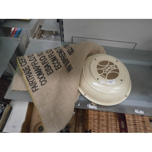 375 - Small industrial Tannoy speaker and a sack