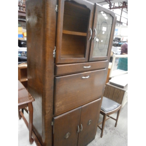 657 - Vintage kitchenette unit - one broken glass panel