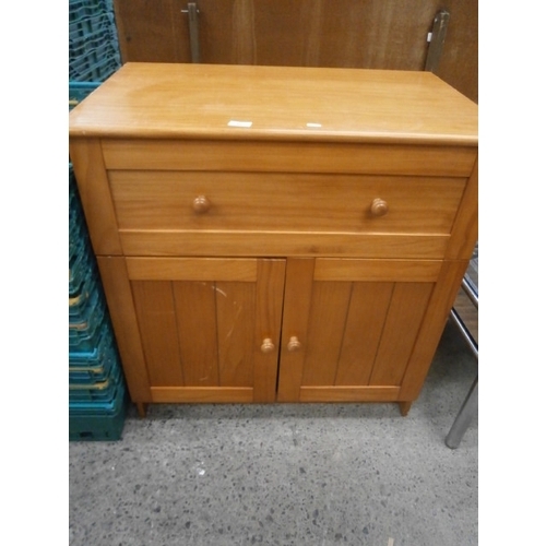 662 - Small pine double cupboard base unit with large drawer