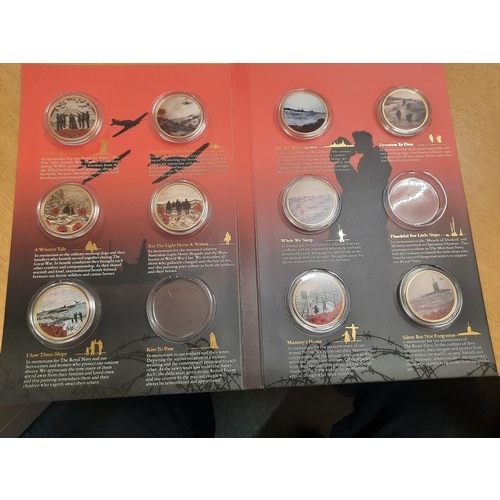 204 - The War poppy coin collection with 10 coins