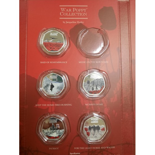 208 - The war poppy coin collection with 13 coins